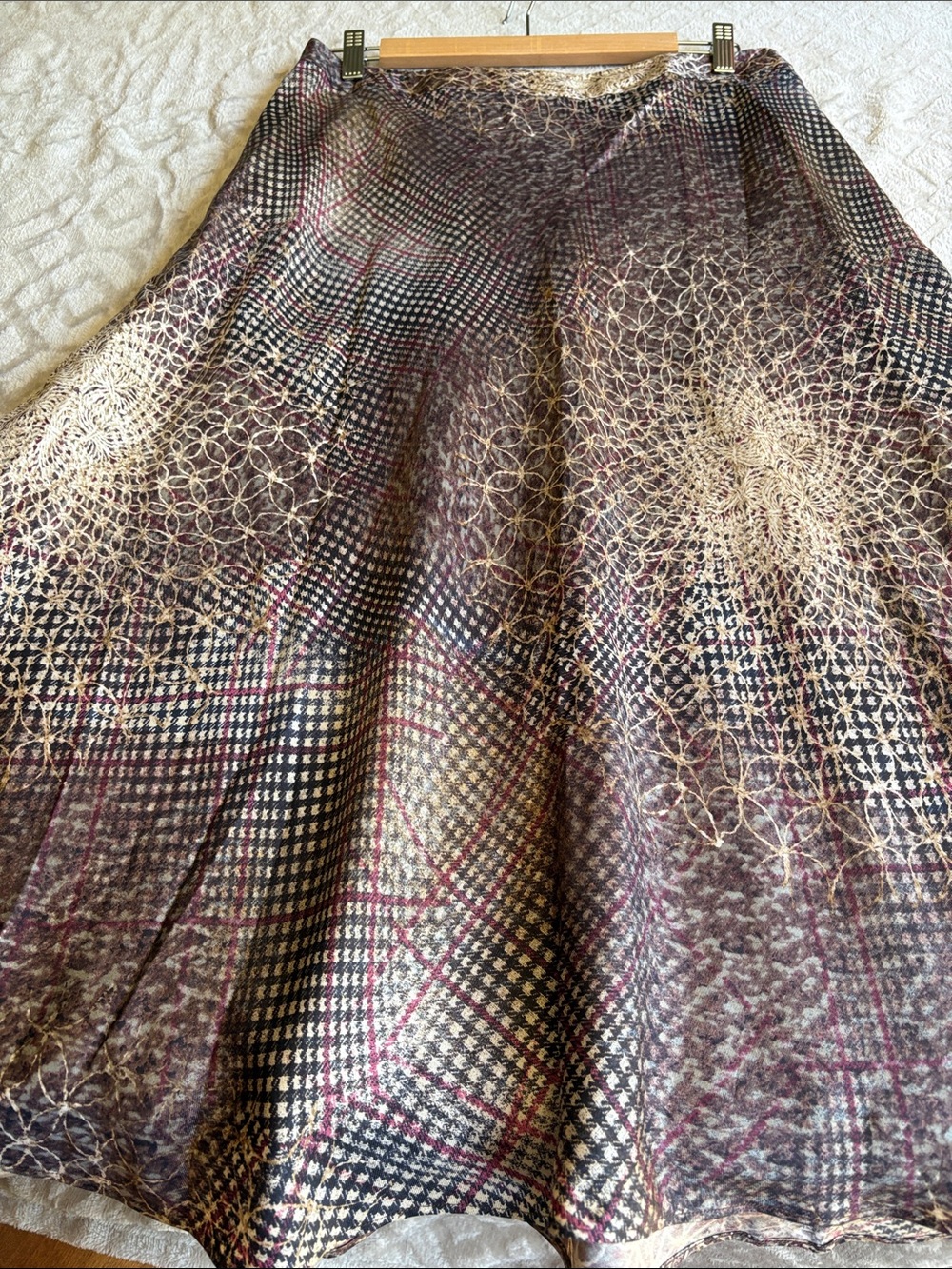 Due per Due 100% Silk Printed A-Line Skirt